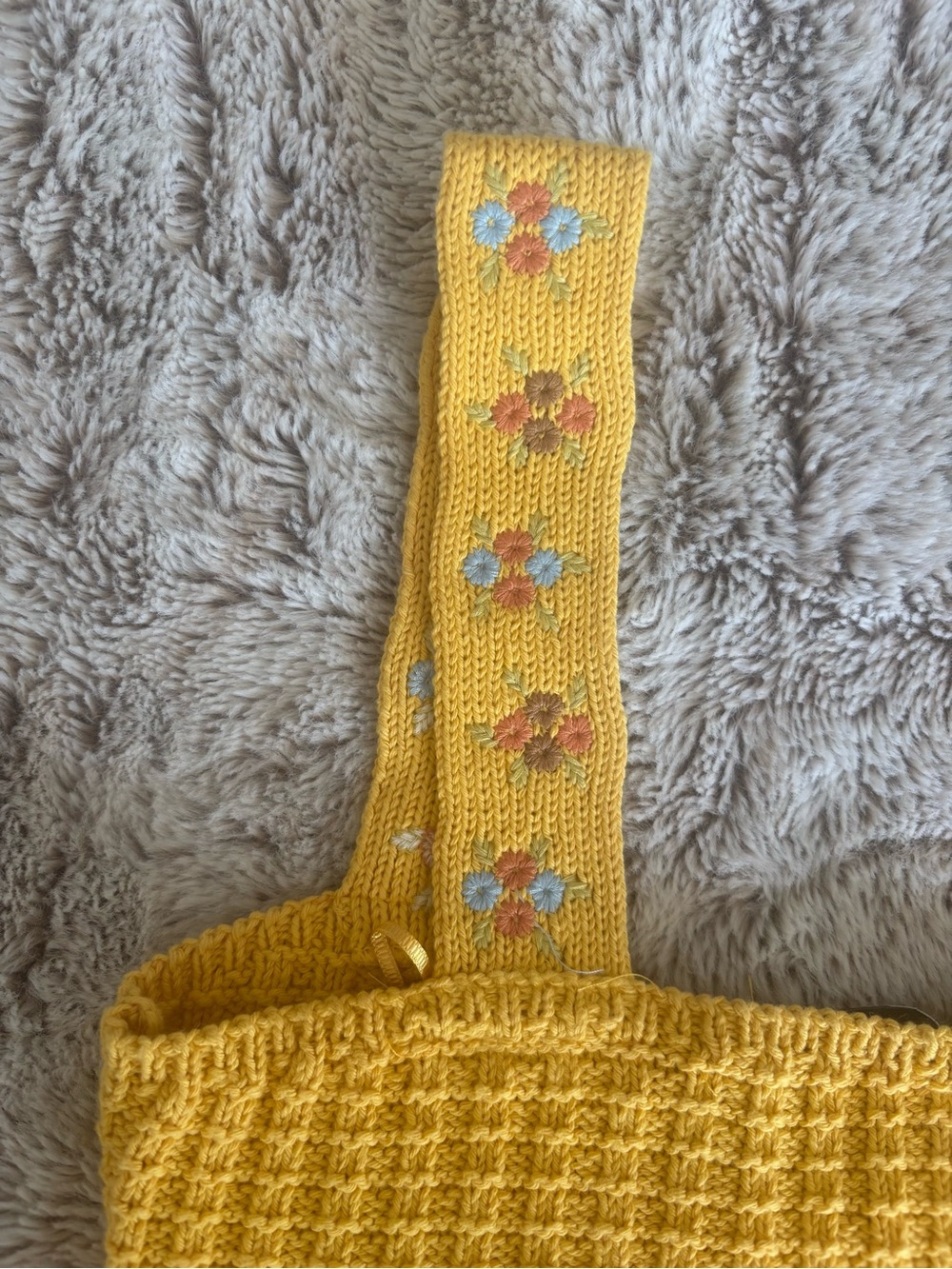 Zara Yellow Knit Floral-Embroidered Tank Top